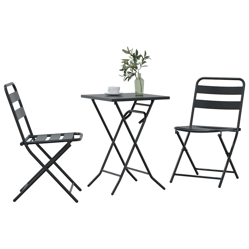 Garden Bistro Set Folding 3 pcs Anthracite Steel