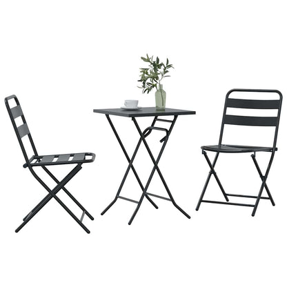 Garden Bistro Set Folding 3 pcs Anthracite Steel