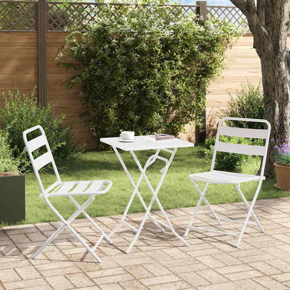 Garden Bistro Set Folding 3 pcs White Steel
