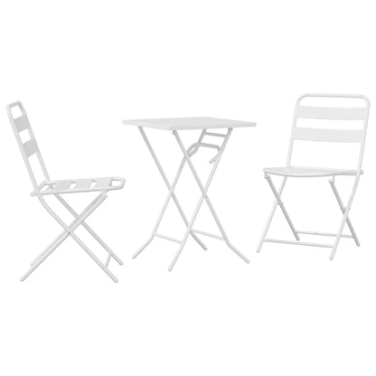 Garden Bistro Set Folding 3 pcs White Steel