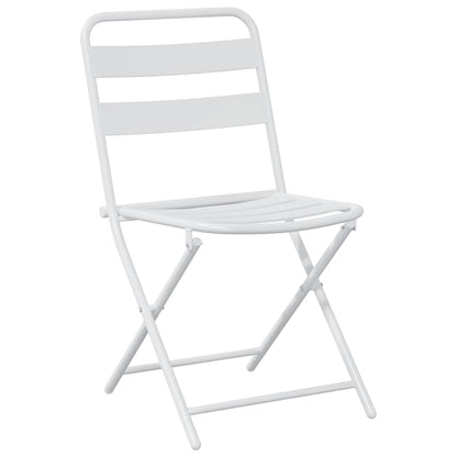 Garden Bistro Set Folding 3 pcs White Steel