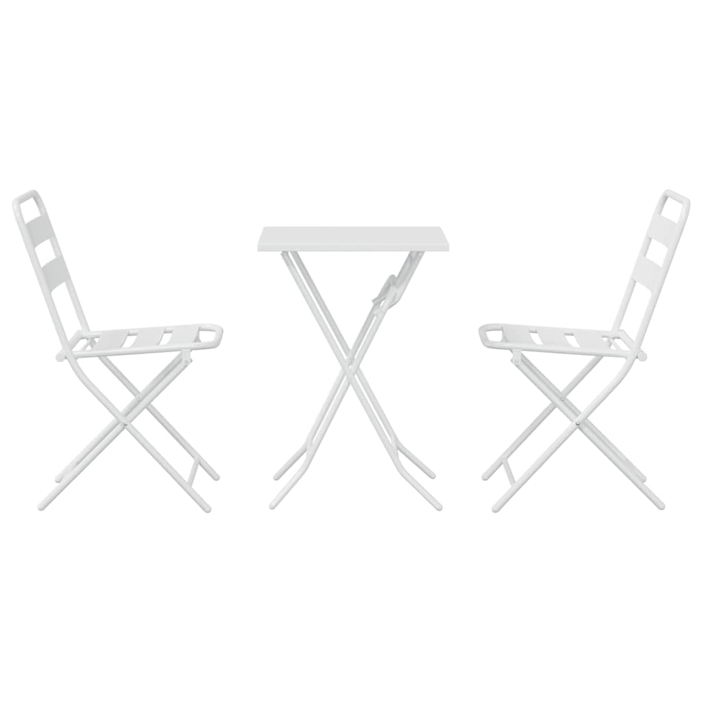 Garden Bistro Set Folding 3 pcs White Steel