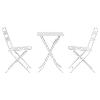 Garden Bistro Set Folding 3 pcs White Steel