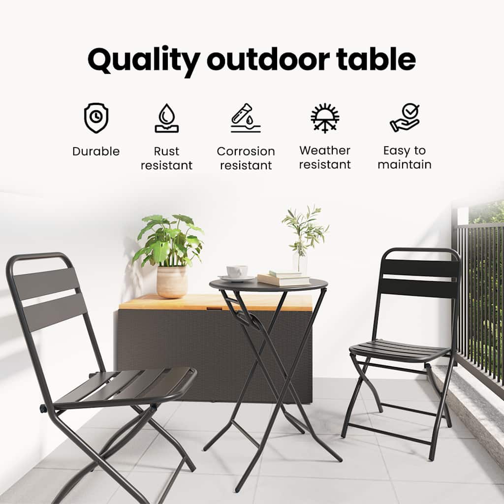 Garden Table Folding Anthracite 50 x 50 x 72 cm Metal