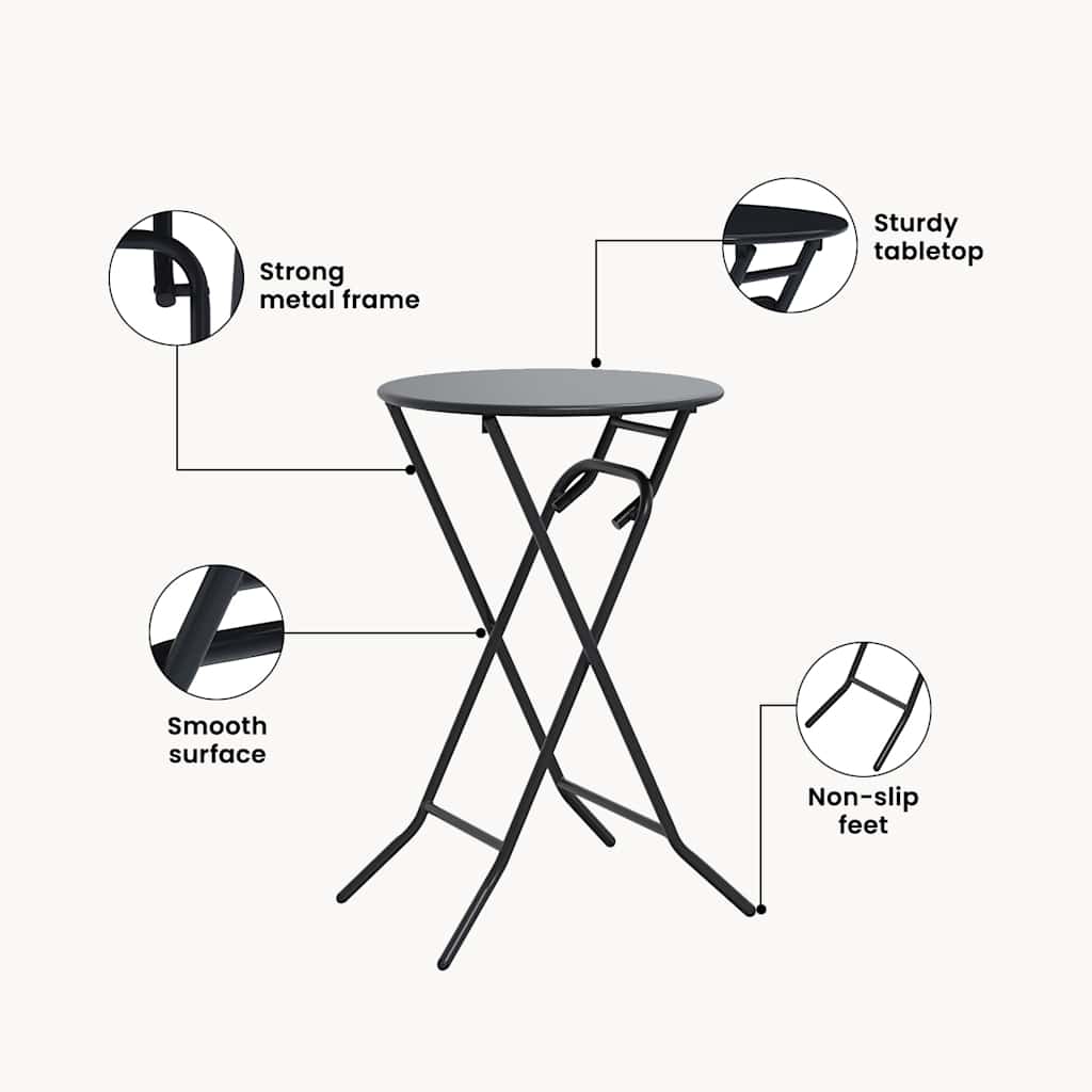 Garden Table Folding Anthracite 50 x 50 x 72 cm Metal