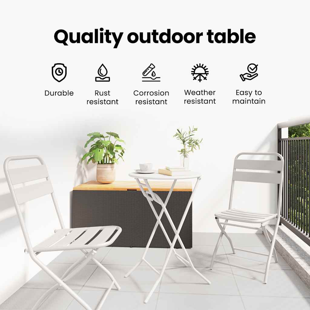 Garden Table Folding White 50 x 50 x 72 cm Metal