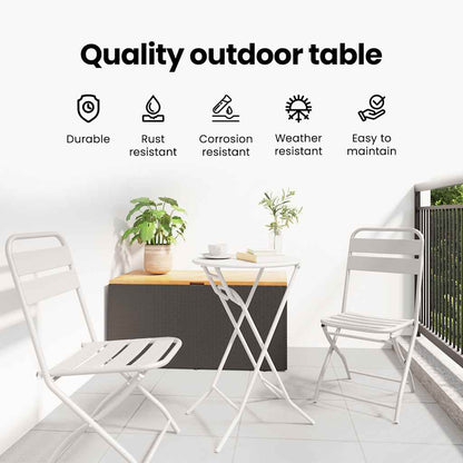 Garden Table Folding White 50 x 50 x 72 cm Metal