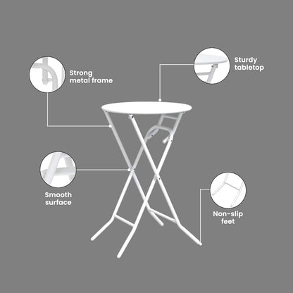 Garden Table Folding White 50 x 50 x 72 cm Metal