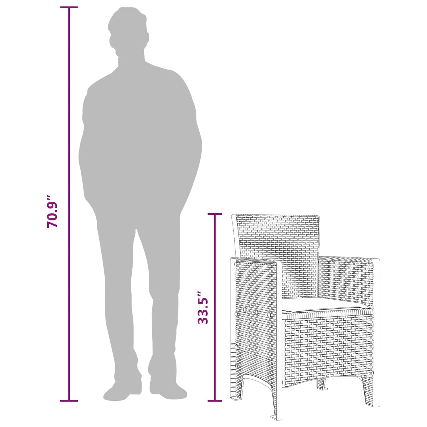 Garden Chair 2 pcs Brown Polypropylene