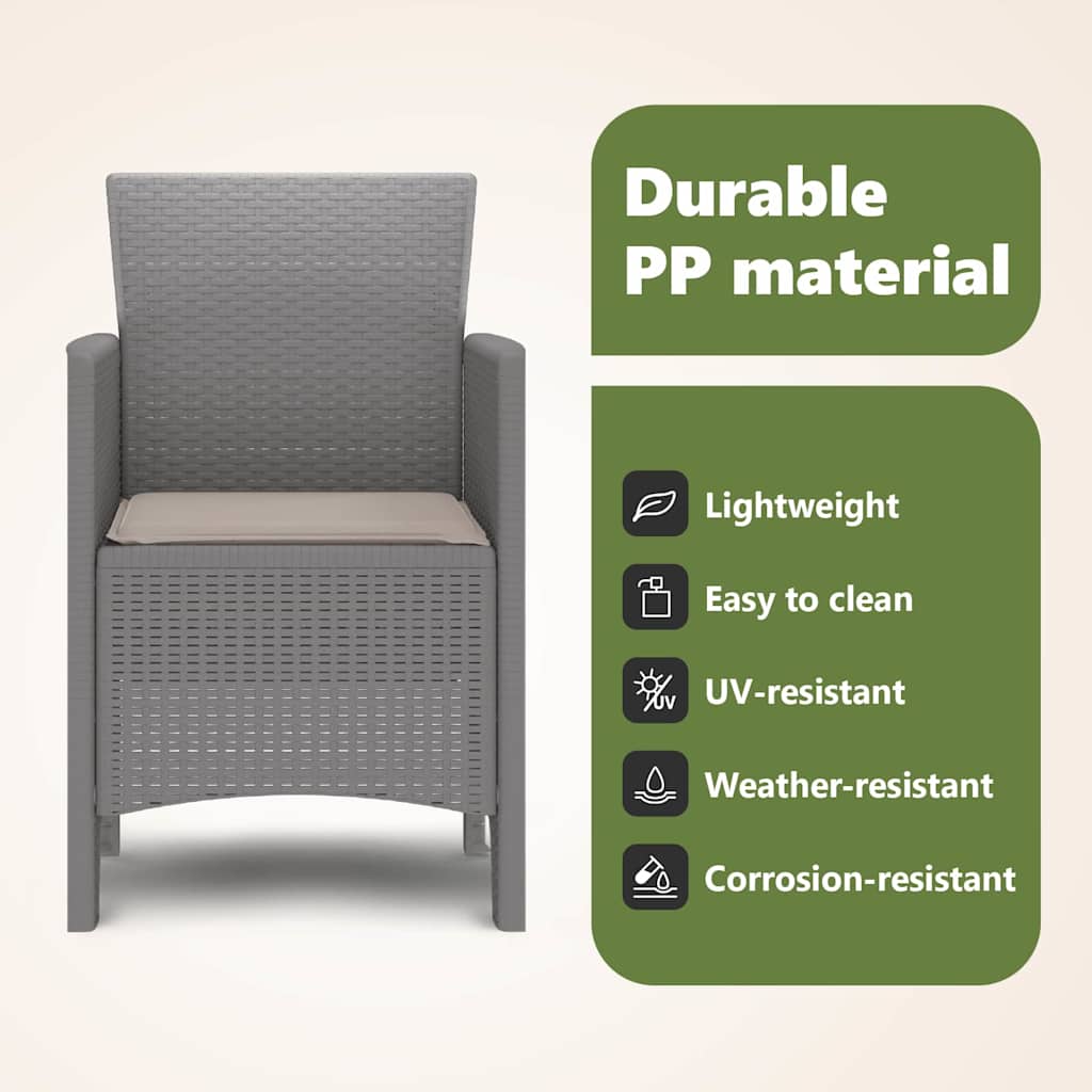 Garden Chair 2 pcs Light Grey 53 x 49 x 85 cm Polypropylene