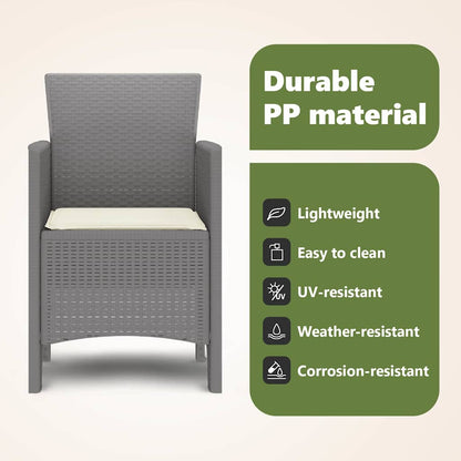 Garden Chair 2 pcs Light Grey 53 x 49 x 85 cm Polypropylene
