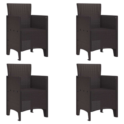 Garden Chair 4 pcs Brown Polypropylene