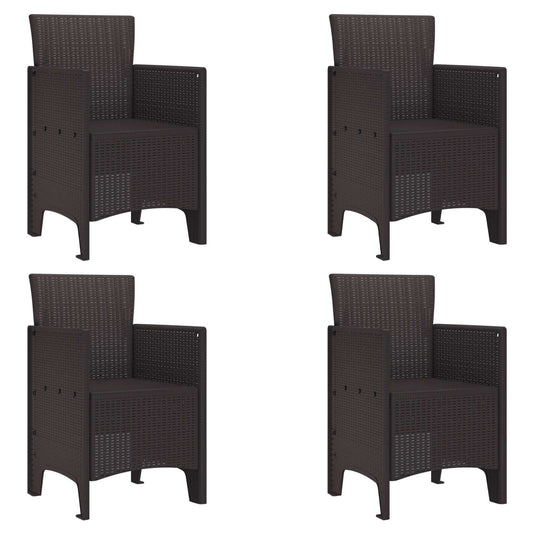 Garden Chair 4 pcs Brown Polypropylene