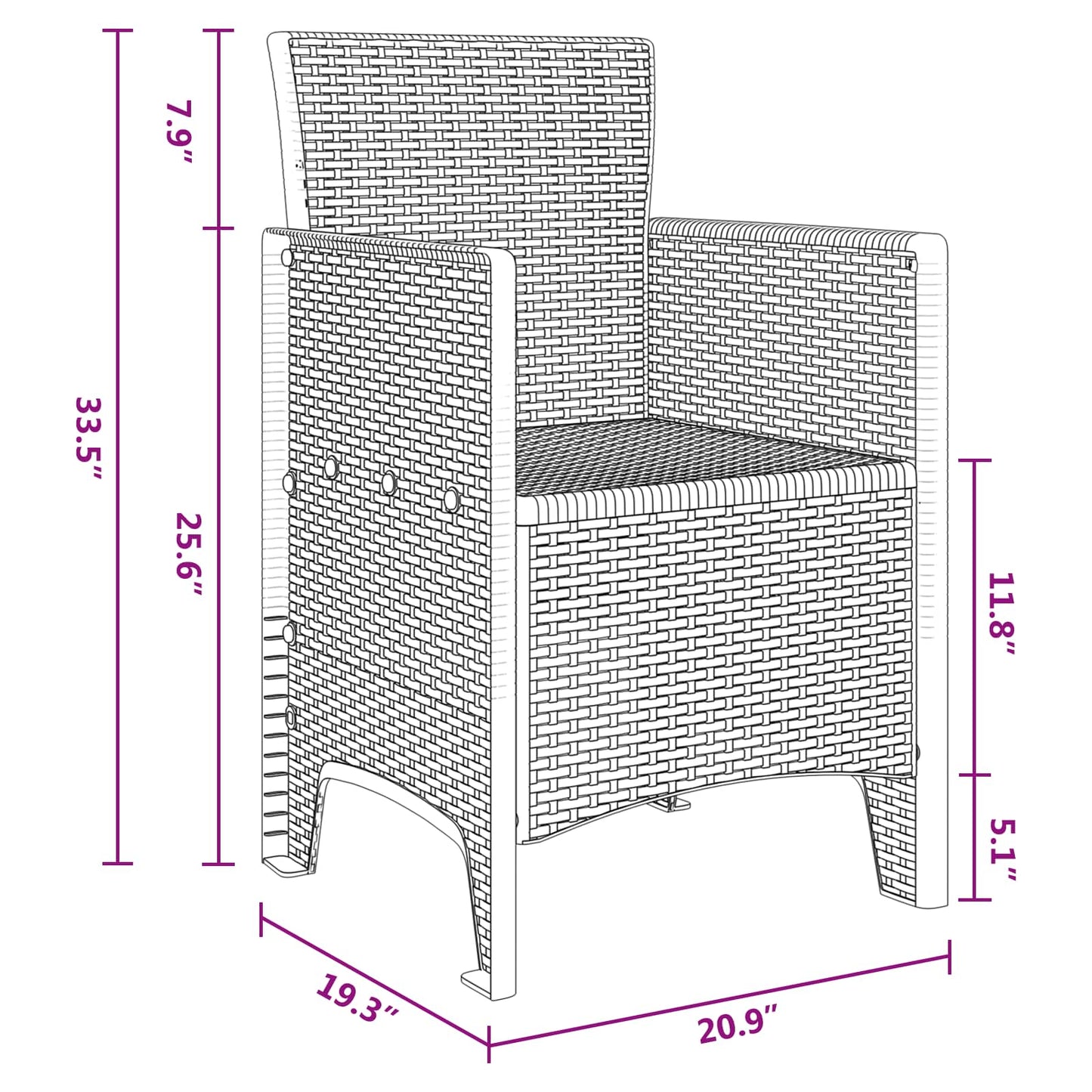 Garden Chair 4 pcs White 53 x 49 x 85 cm Polypropylene