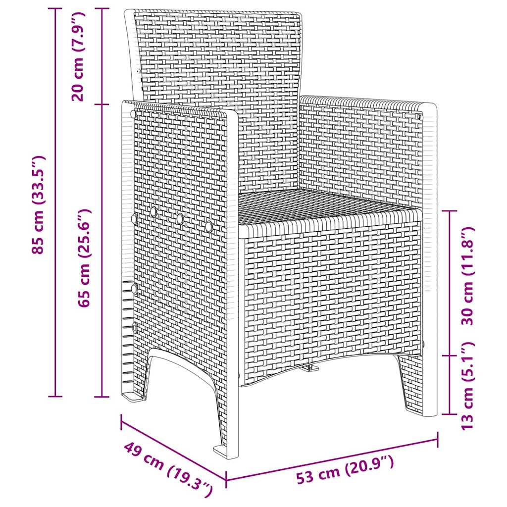 Garden Chair 4 pcs Light Grey 53 x 49 x 85 cm Polypropylene