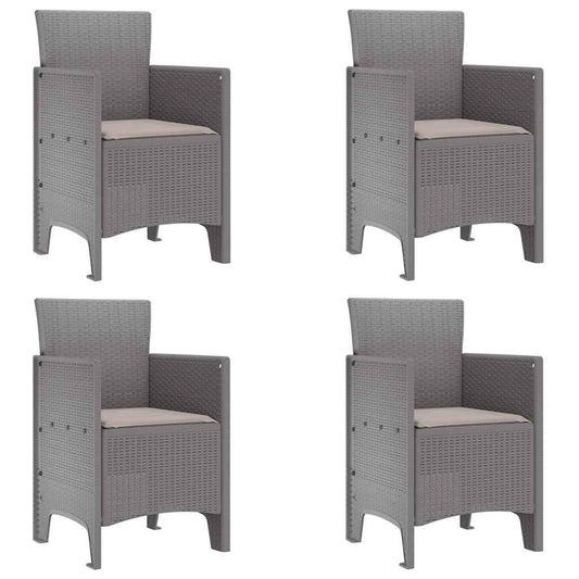 Garden Chair 4 pcs Light Grey 53 x 49 x 85 cm Polypropylene