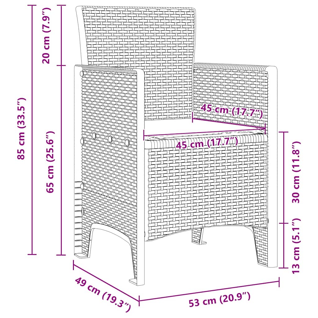 Garden Chair 4 pcs Light Grey 53 x 49 x 85 cm Polypropylene