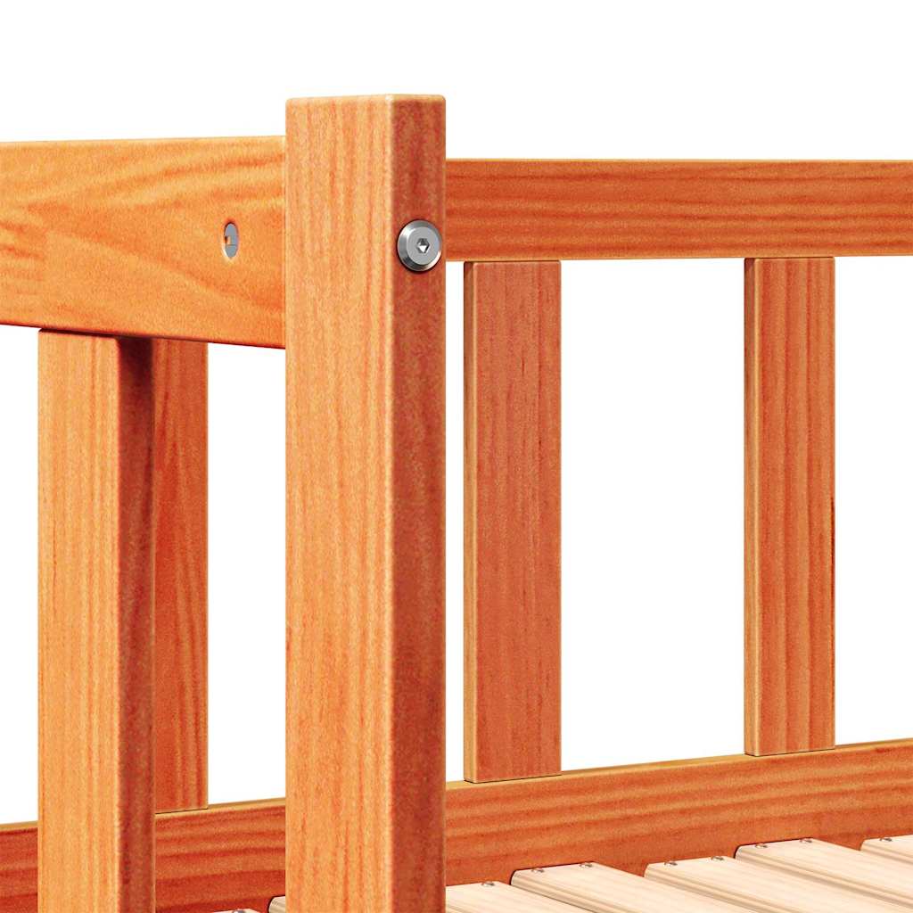 Pull-out Day Bed Wax Brown 203.5 x 164 x 66 cm Solid Pine Wood