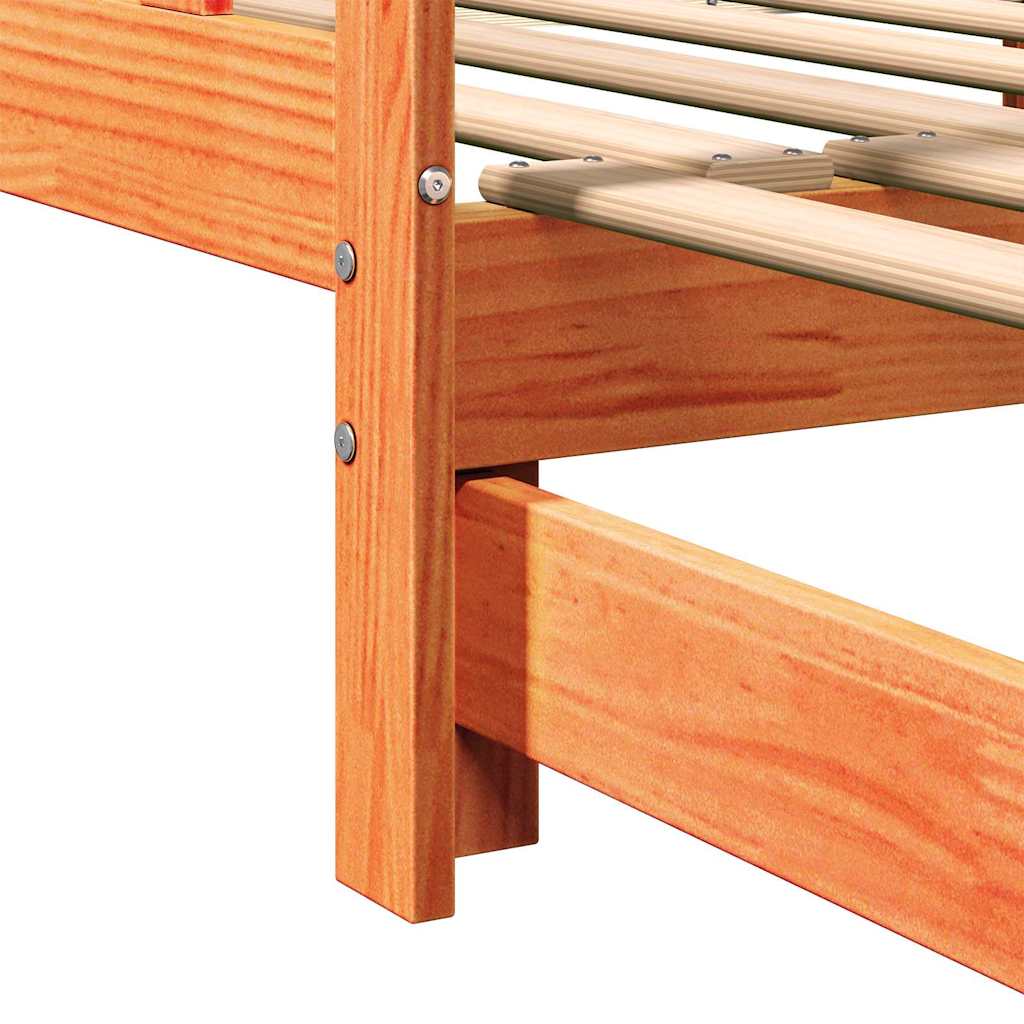 Pull-out Day Bed Wax Brown 203.5 x 164 x 66 cm Solid Pine Wood