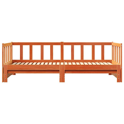 Pull-out Day Bed Wax Brown 203.5 x 164 x 66 cm Solid Pine Wood