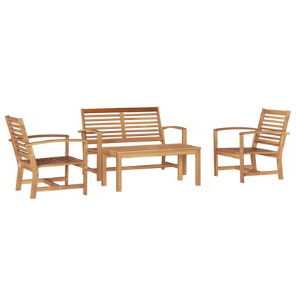 Garden Sofa Set 4 pcs Natural Solid Teak Wood