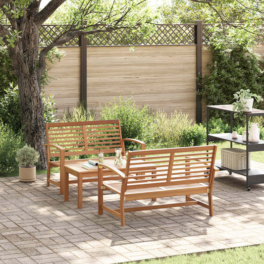 Garden Sofa Set 3 pcs Natural Solid Teak Wood