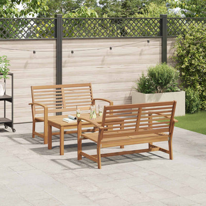 Garden Sofa Set 3 pcs Natural Solid Teak Wood