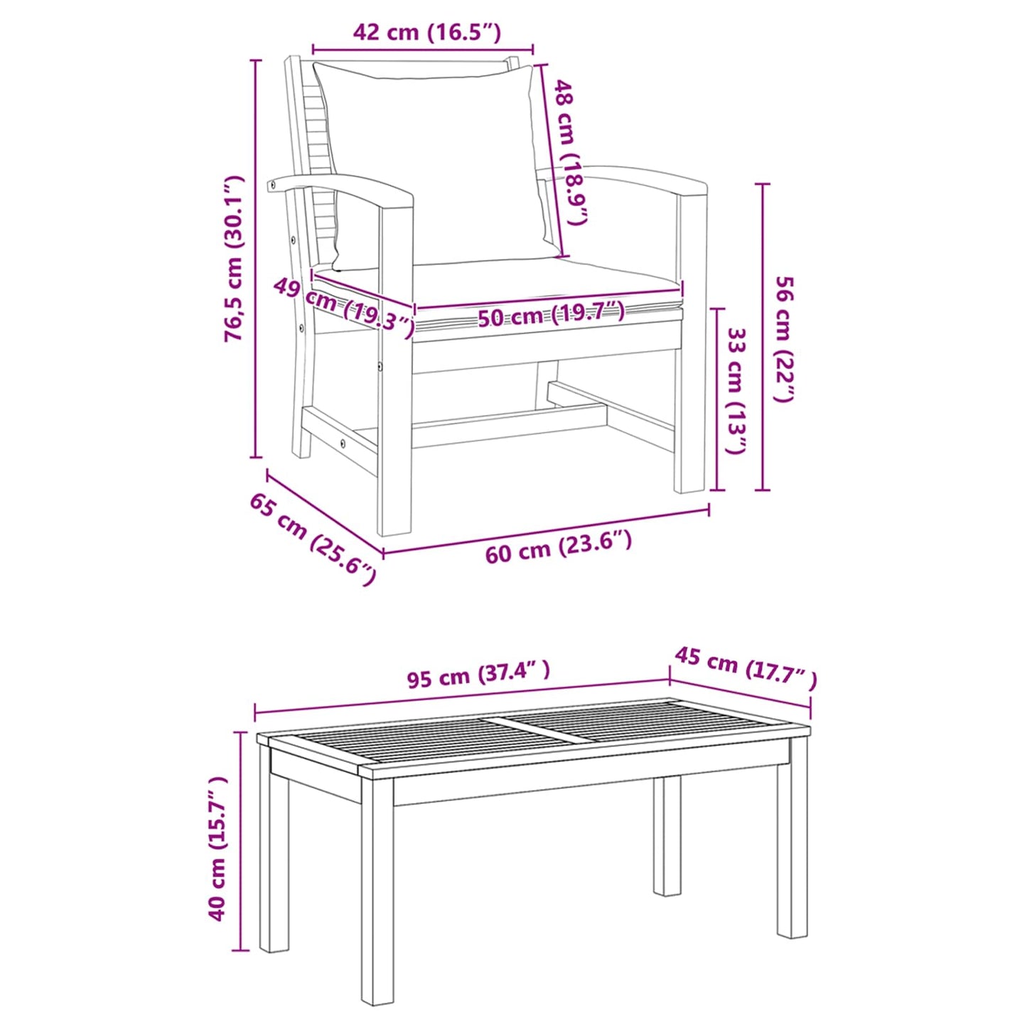 Garden Sofa Set 5 pcs Natural Solid Teak Wood