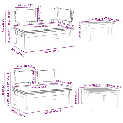 Garden Sofa Set 4 pcs Brown and Cream