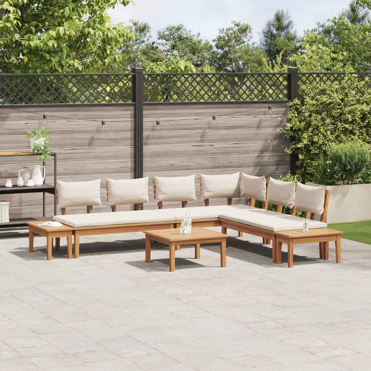 Garden Sofa Set 4 pcs Brown and Cream