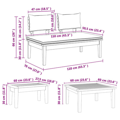 Garden Sofa Set 4 pcs Brown and Cream