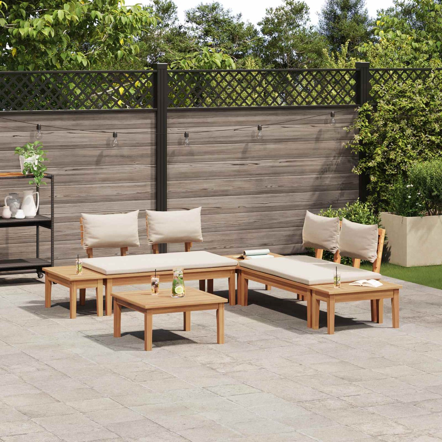 Garden Sofa Set 3 pcs Brown and Cream