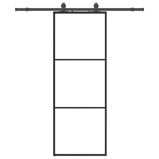 Sliding Door with Hardware Set Black 76x205 cm ESG Glass