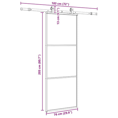 Sliding Door with Hardware Set Black 76x205 cm ESG Glass