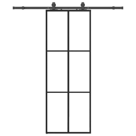 Sliding Door with Hardware Set Black 76x205 cm ESG Glass