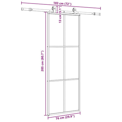 Sliding Door with Hardware Set Black 76x205 cm ESG Glass
