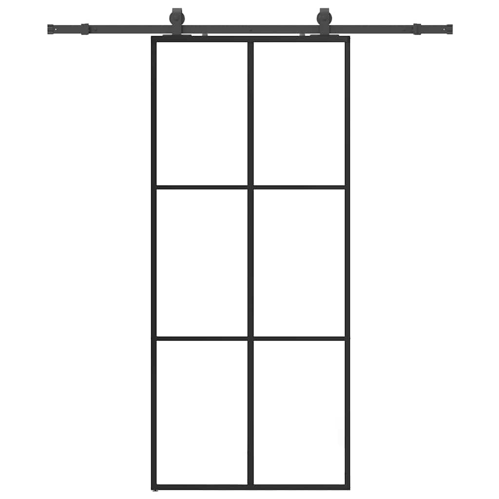 Sliding Door with Hardware Set Black 90x205 cm ESG Glass