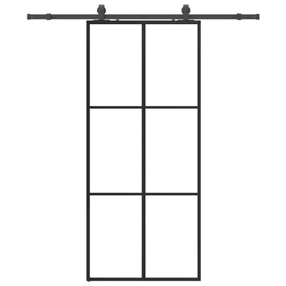 Sliding Door with Hardware Set Black 90x205 cm ESG Glass