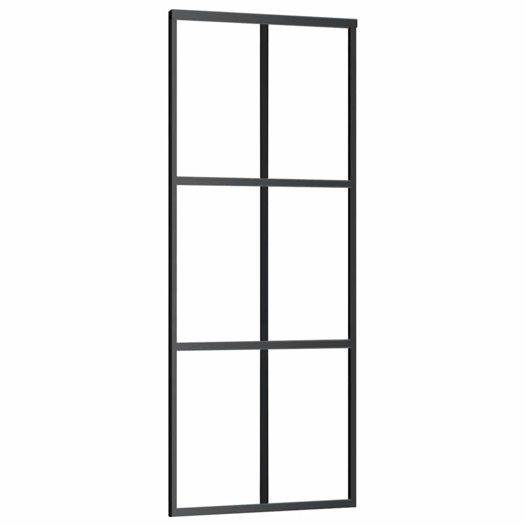 Sliding Door with Hardware Set Black 90x205 cm ESG Glass