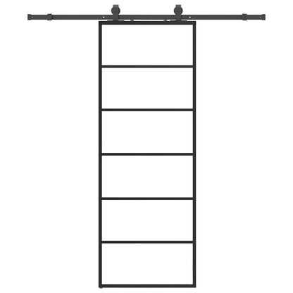 Sliding Door with Hardware Set Black 76x205 cm ESG Glass