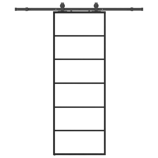 Sliding Door with Hardware Set Black 76x205 cm ESG Glass