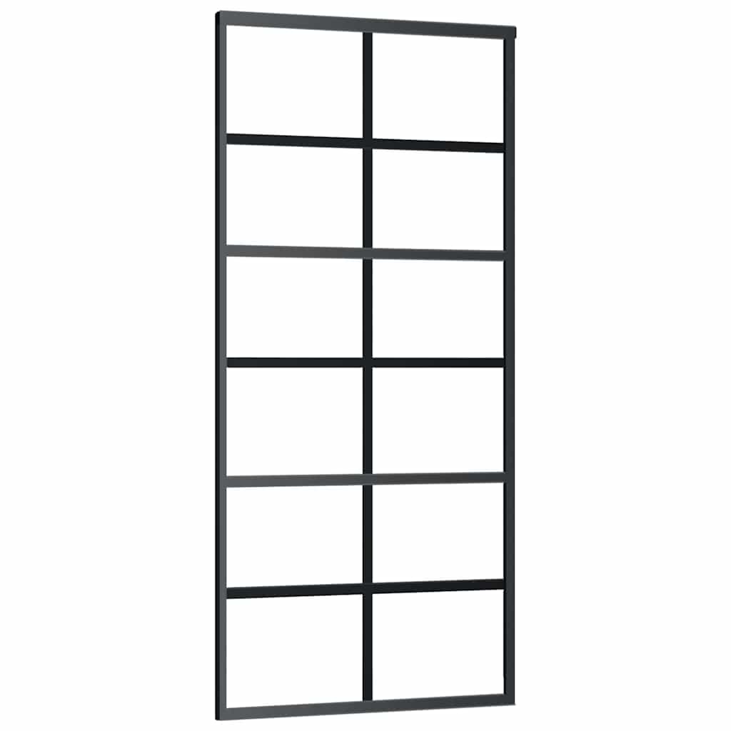Sliding Door with Hardware Set Black 90x205 cm ESG Glass