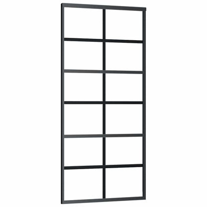 Sliding Door with Hardware Set Black 90x205 cm ESG Glass