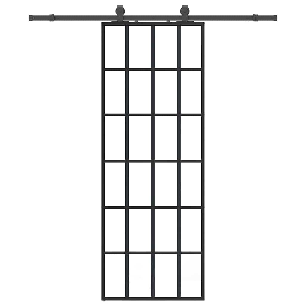 Sliding Door with Hardware Set Black 76x205 cm ESG Glass