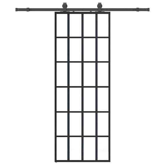 Sliding Door with Hardware Set Black 76x205 cm ESG Glass