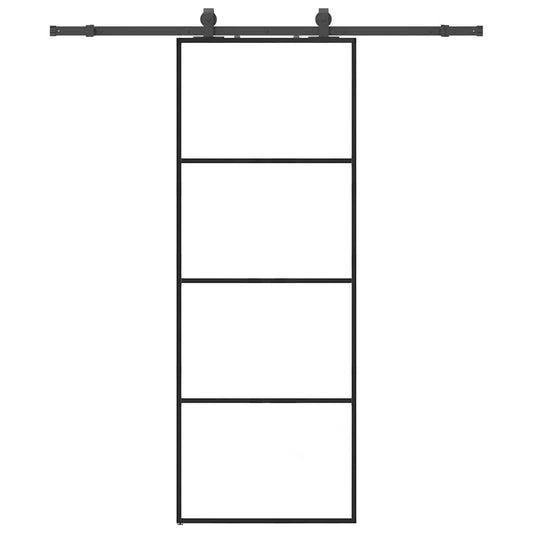 Sliding Door with Hardware Set Black 76x205 cm ESG Glass