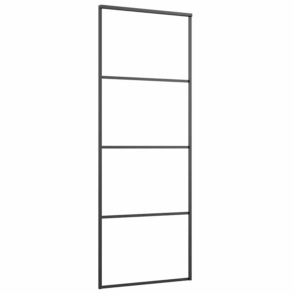 Sliding Door with Hardware Set Black 76x205 cm ESG Glass