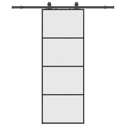 Sliding Door with Hardware Set Black 76x205 cm ESG Glass