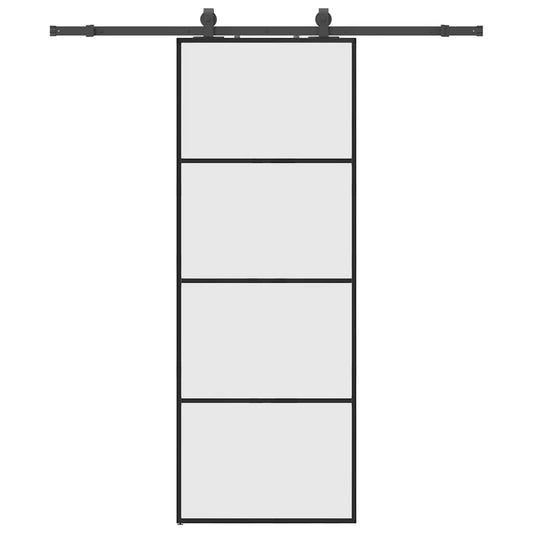 Sliding Door with Hardware Set Black 76x205 cm ESG Glass
