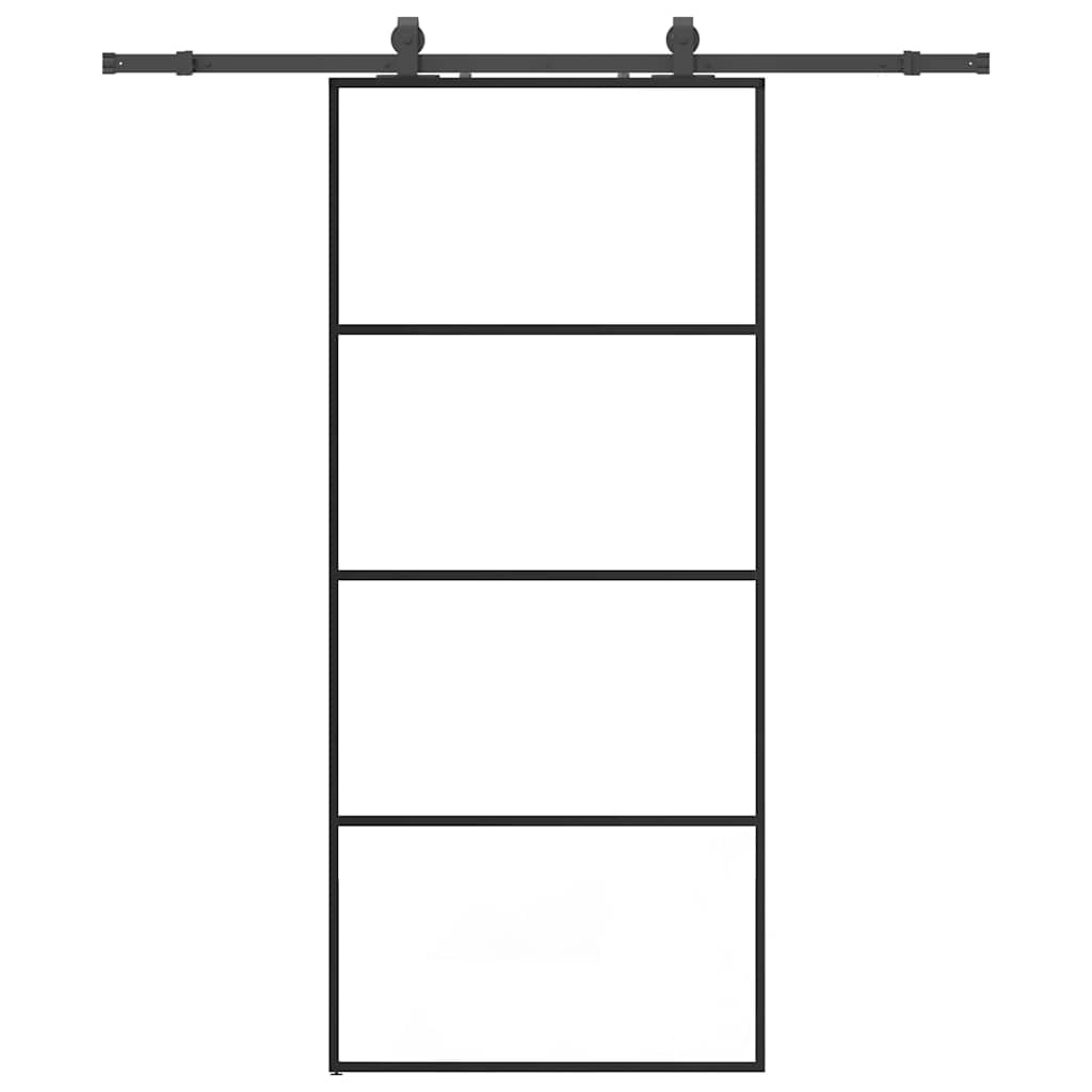 Sliding Door with Hardware Set Black 90x205 cm ESG Glass